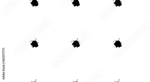 Seamless repeating pattern of abstract black ink splatters with a grunge texture.