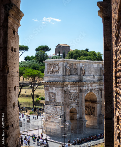 Fototapeta Naklejka Na Ścianę i Meble -  Historic streets and buildings of Rome from the Colosseum