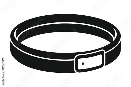 Monochrome minimalist illustration of a belt with a classic buckle design