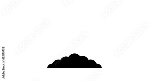 Simple black silhouette of a lowlying cloud or bush with a scalloped top and flat base.