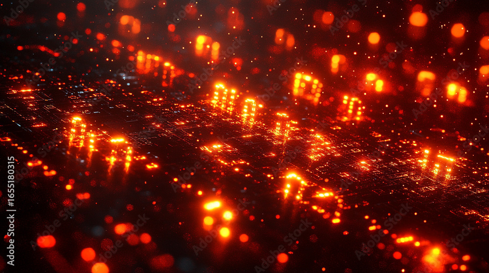 Fototapeta premium Computer code concept with 3d digital binary code background, futuristic technology theme, abstract data visualization, ideal for tech, programming, and digital projects.