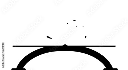 Stylized black fermata musical notation symbol with a deconstructed fragmented dot above the arch.