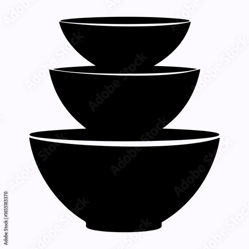Bowl Single Simple Retro Vintage Graphic Black Illustration Silhouette Vector Art