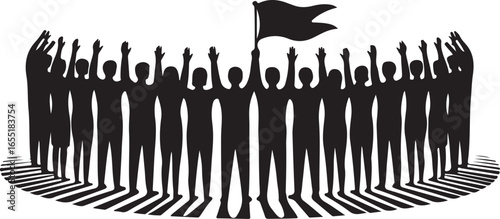 Political Protest Vector Silhouette Crowd Minimal Design