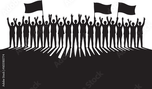 Political Protest Vector Silhouette Crowd Minimal Design
