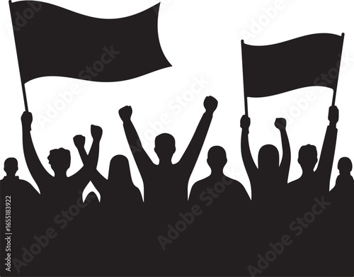 Unity Protest Vector Crowd Silhouette Minimal Graphic