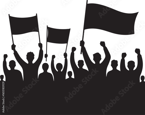 Unity Protest Vector Crowd Silhouette Minimal Graphic