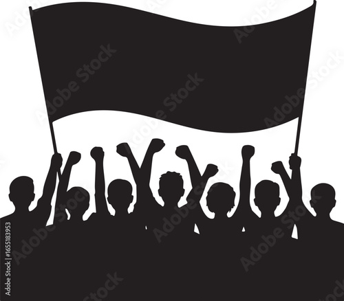 Unity Protest Vector Crowd Silhouette Minimal Graphic