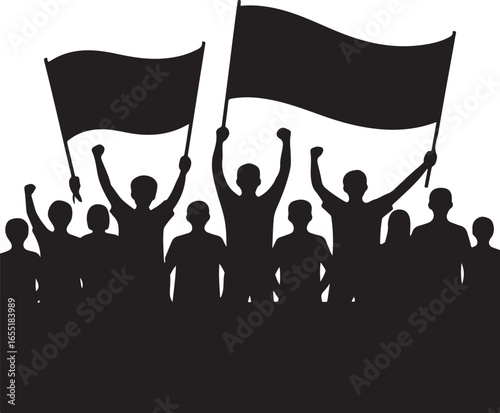 Powerful Protest Crowd Silhouette Vector Minimalist Art