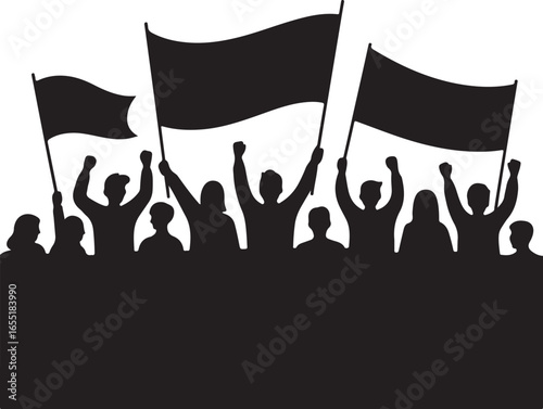 Powerful Protest Crowd Silhouette Vector Minimalist Art