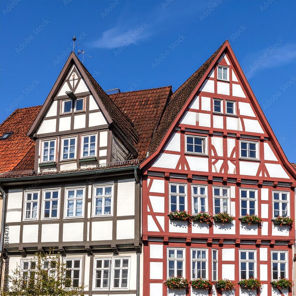 Fototapeta premium Two historic half-timbered houses