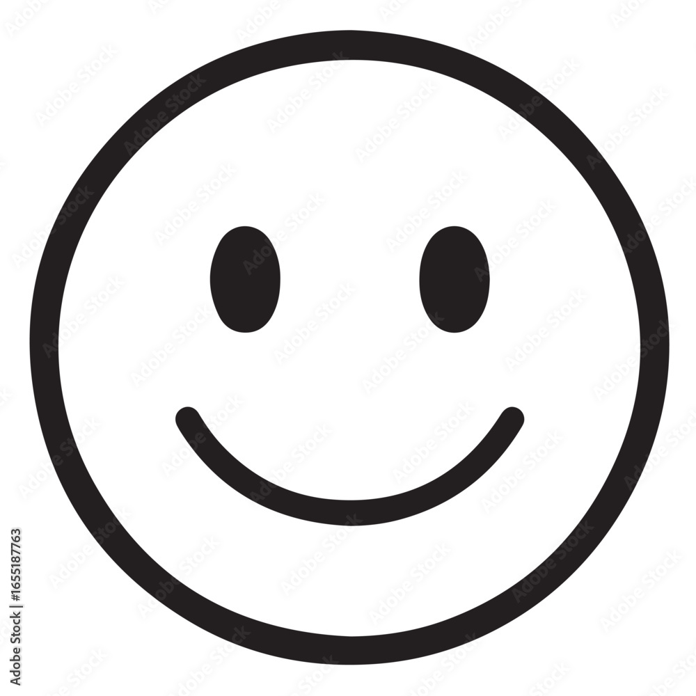 Simple outlined emoticon with a small, neutral smile. Simple outlined emoticon with a small, neutral smile.