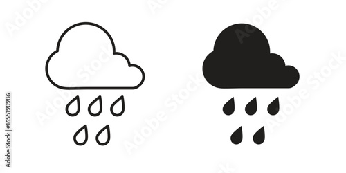 Rain Cloud Icons in Simple Style with White Background