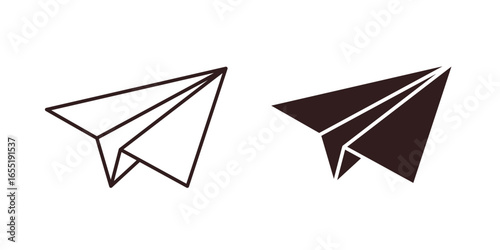 Paper Airplane Icons in Flight with White Background