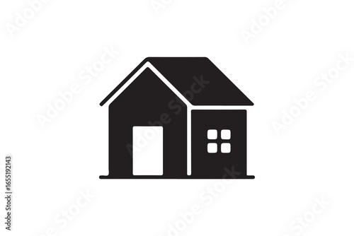 Simple Black Silhouette of a House Icon.A clean, minimalist silhouette of a house.