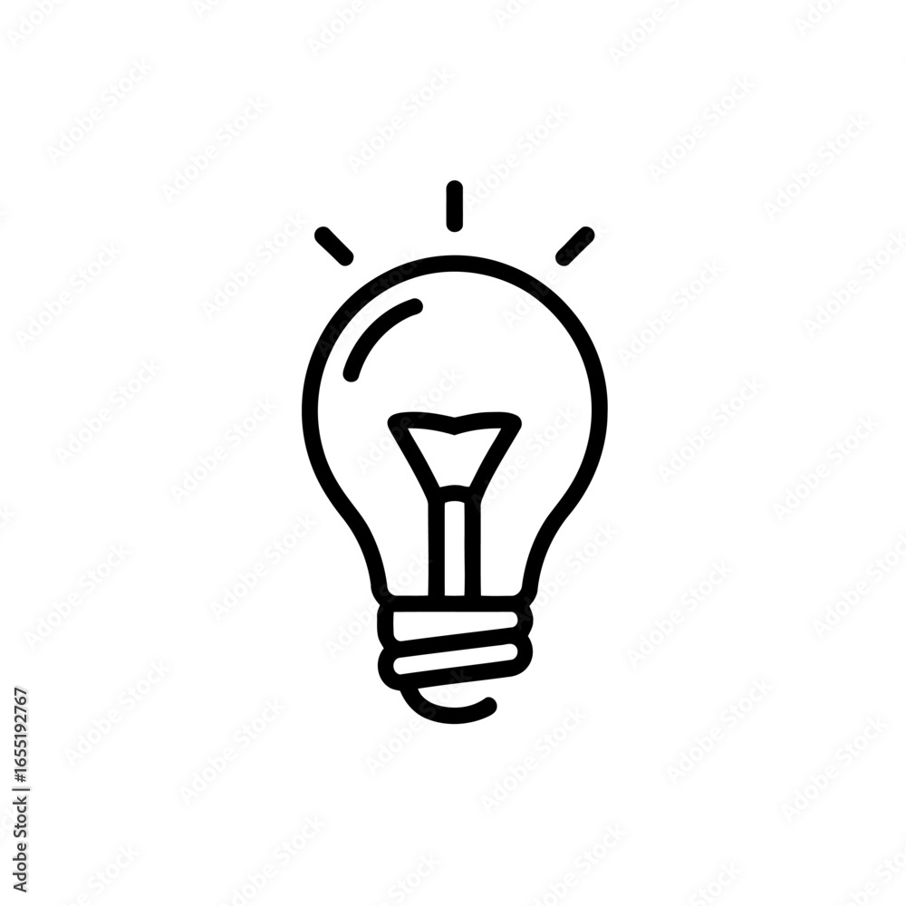 Simple and Bold Light Bulb Icon Representing Idea Generation and Innovation on a White Background Simple and Bold Light Bulb Icon Representing Idea Generation and Innovation on a White Background