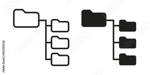 Folder Hierarchy Icons in Simple Style isolated on white background