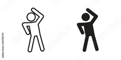 Person Stretching Icon in Two Styles Isolated on White Background