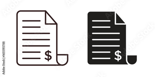 Invoice Icons in Two Styles Isolated on White Background