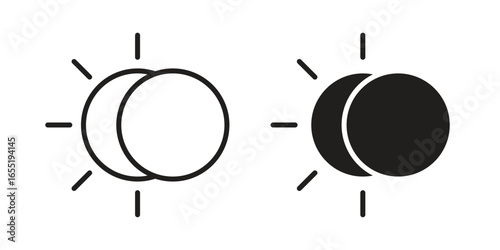 Day and Night Icons in Minimalist Style Isolated on White Background