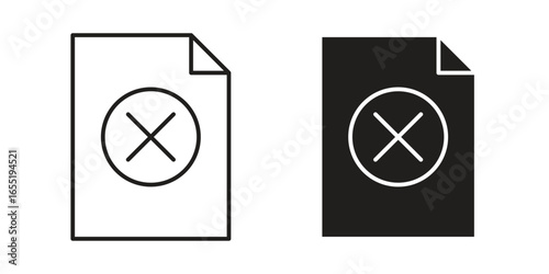 Document Icons with Cross Mark, Isolated on White Background