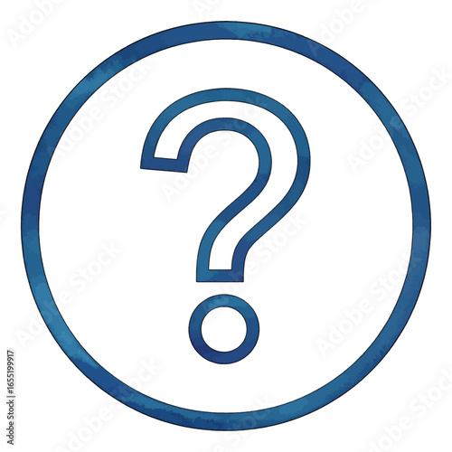 Watercolor Question Mark Icon in Circle