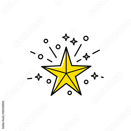 Sparkling Yellow Star Icon with Effervescence
