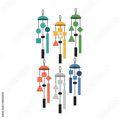 Colorful Geometric Wind Chimes Set