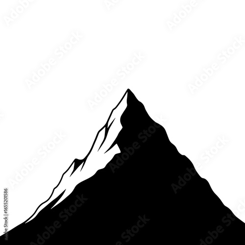 Simple Black and White Mountain Silhouette