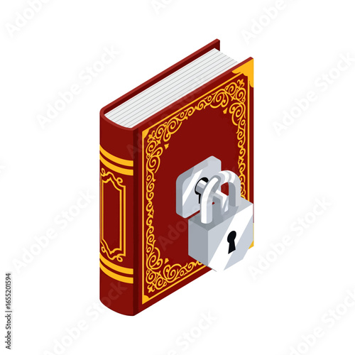 Ornate Red Book with Locked Clasp