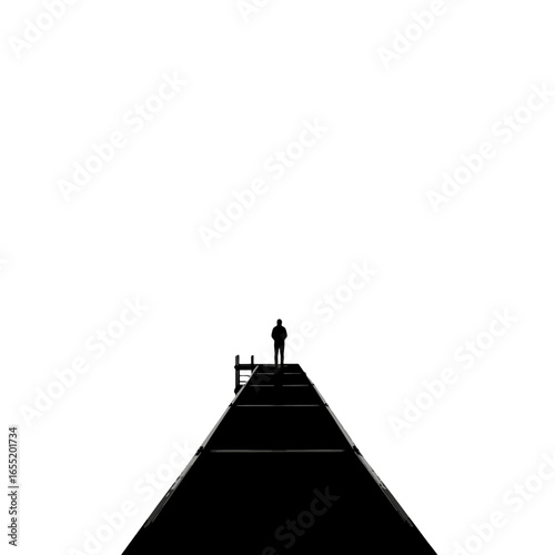 Solitary Figure on Elevated Platform