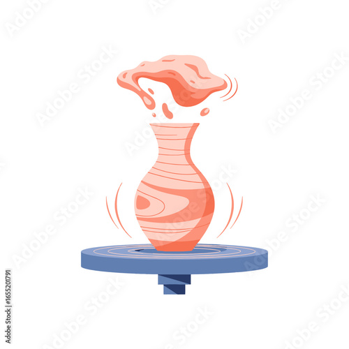 Pottery Vase Being Shaped on a Potter's Wheel