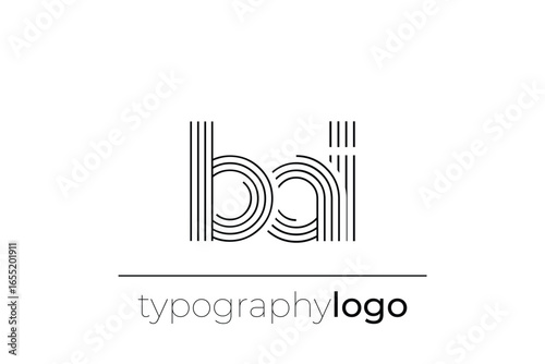 BAI modern geometric typography logo. Modern and stylish composition featuring a monochromatic typography logo illustration designed with intricate lines.