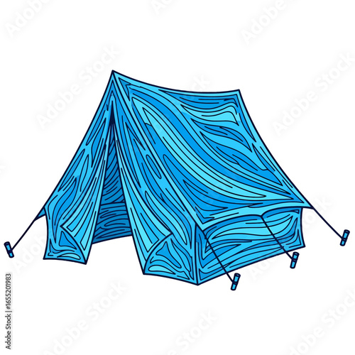 Vibrant Blue Tent with Intricate Design