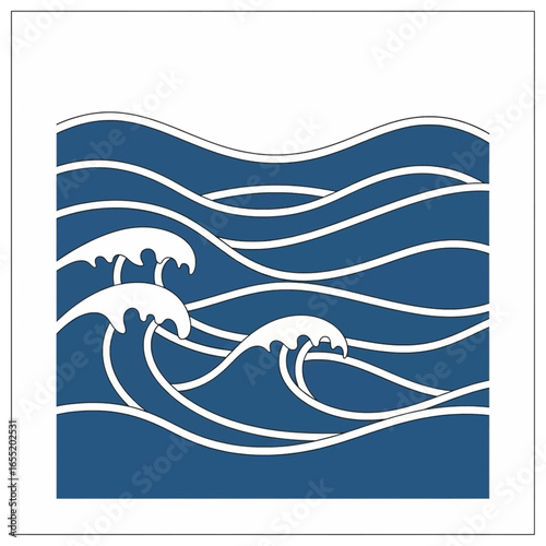 Abstract Wave Pattern in Teal and White