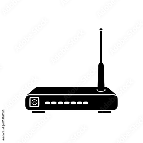 Vector art of a black wireless router with an antenna  icon