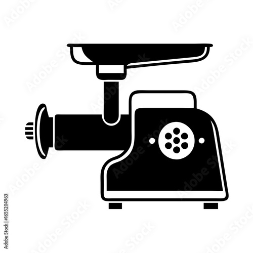 Vector art of meat grinder kitchen appliance for food preparation and cooking