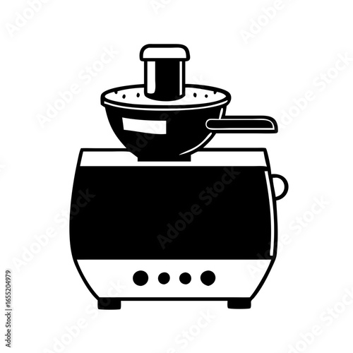Vector art of food processor kitchen appliance for chopping and mixing ingredients