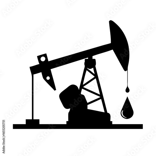 Vector art of oil pump jack extracting crude oil, representing energy industry and petroleum resource extraction
