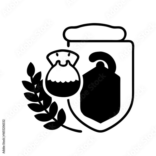 Vector art of beer brewing ingredients and equipment emblem icon