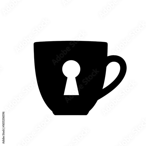 Locked Coffee Cup Silhouette with Keyhole