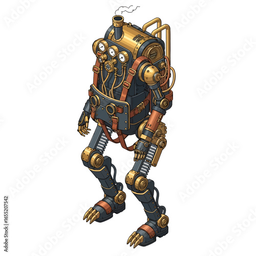 Steampunk Robot with Elaborate Machinery