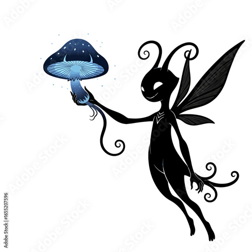 Enchanted Fairy Holding a Magic Mushroom
