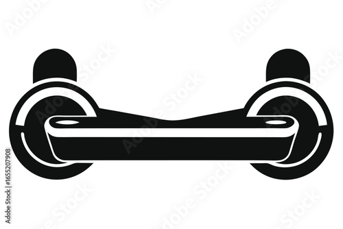 Simple monochrome vector illustration of a hoverboard vehicle isolated on white background