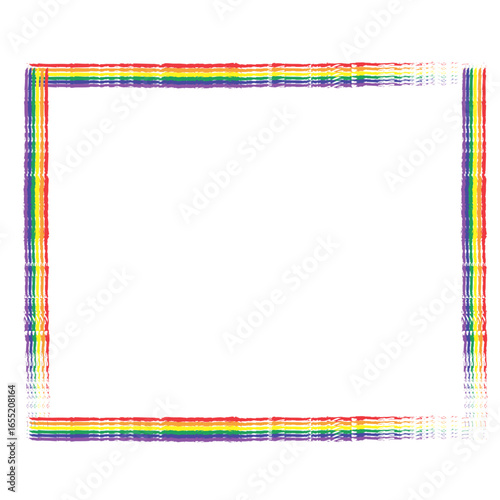 LGBTQ Pride Flag Frame. Square Frame Border with LGBTQ+ Pride Rainbow Flag Pattern
