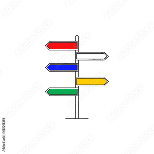 Multi-Colored Directional Sign Post