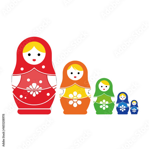 Nested Colorful Russian Nesting Dolls