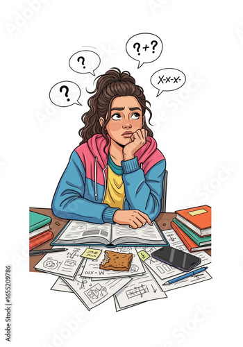 young woman reading a book on computer sticker style