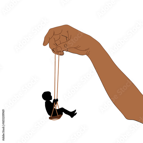 Giant Hand Holding Child's Swing