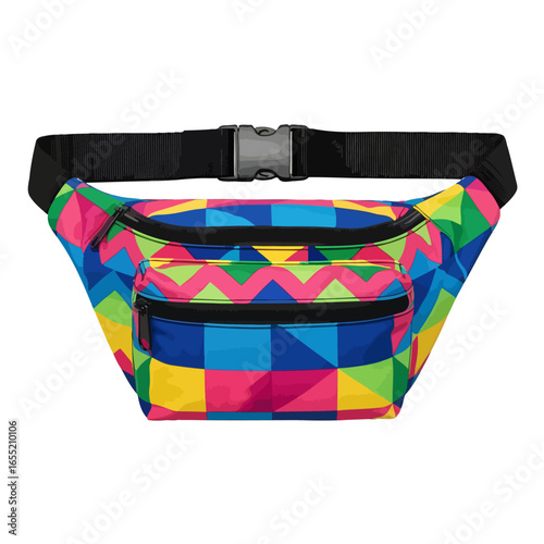 Colorful Geometric Print Fanny Pack with Adjustable Strap